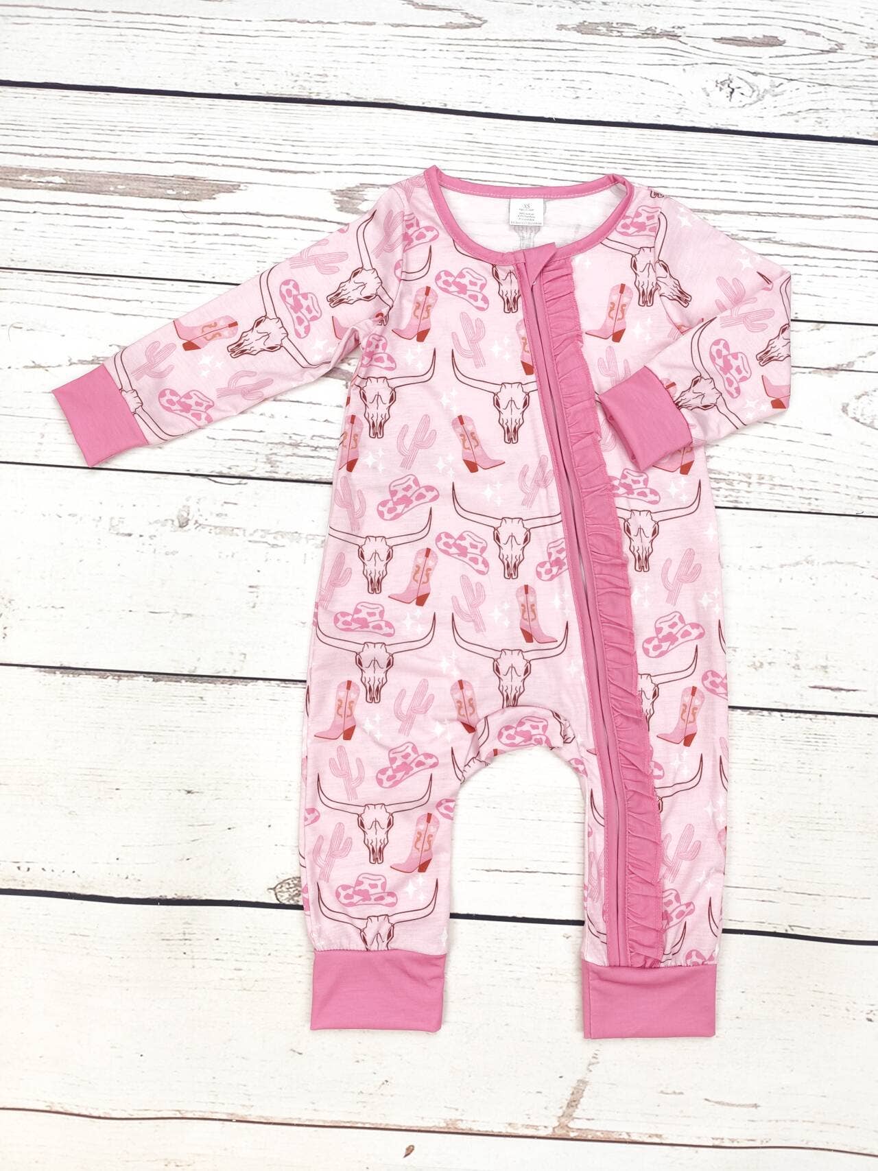 Baby Pink Western Zip Sleeper