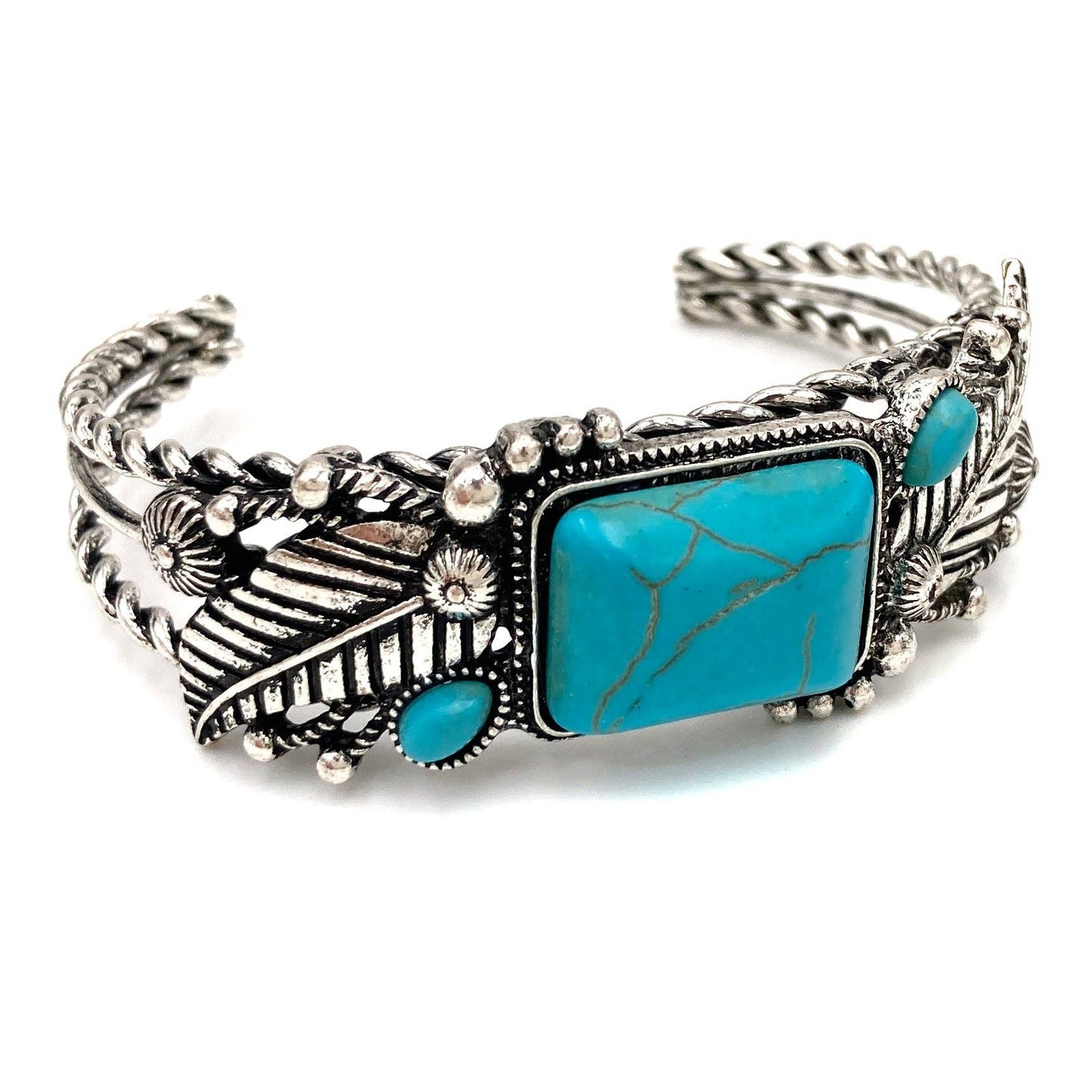 Western Autumn Leaves Turquoise Stone Bangle