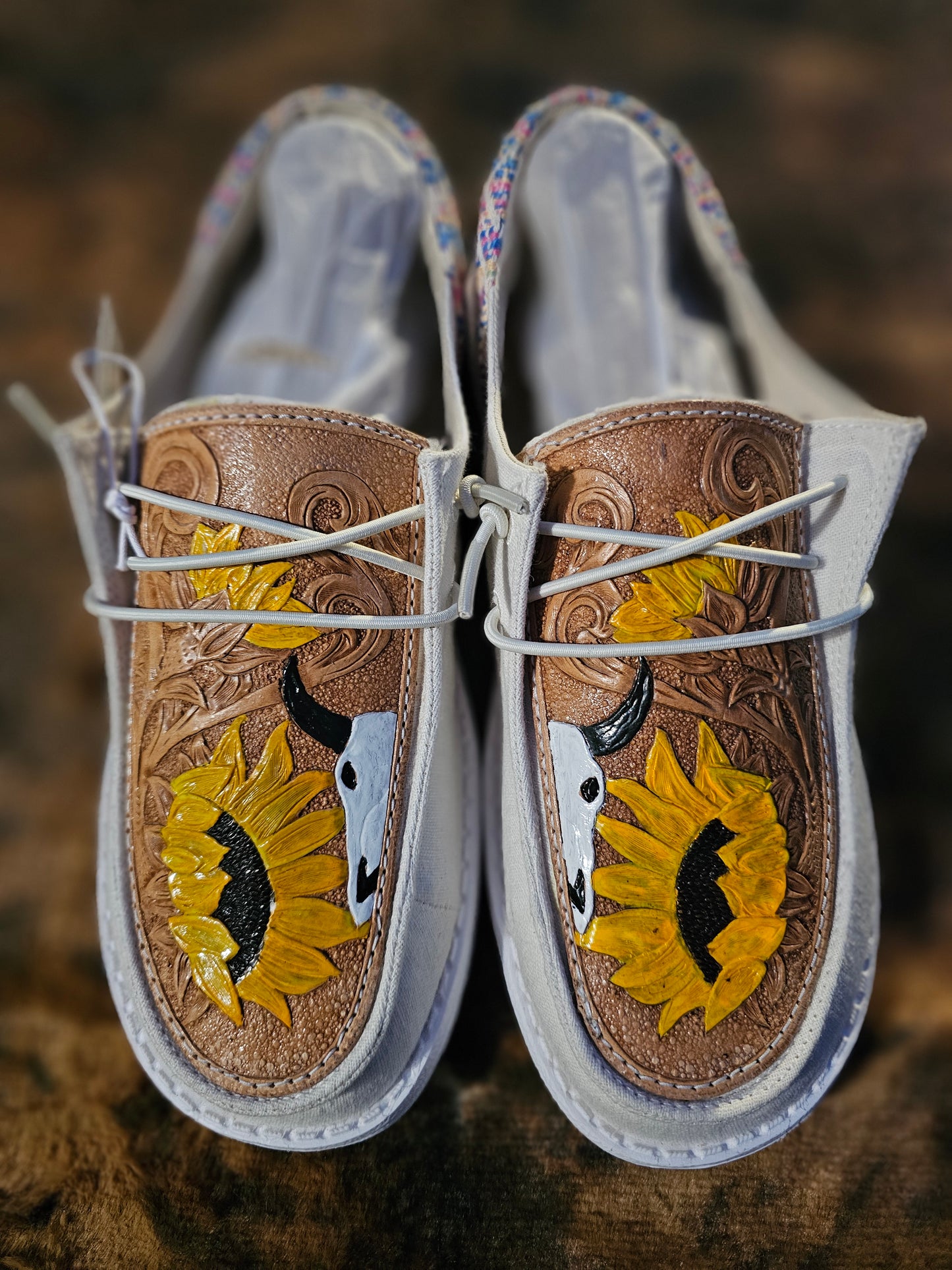 Women's Cream Sunflower Tooled Hey Dudes