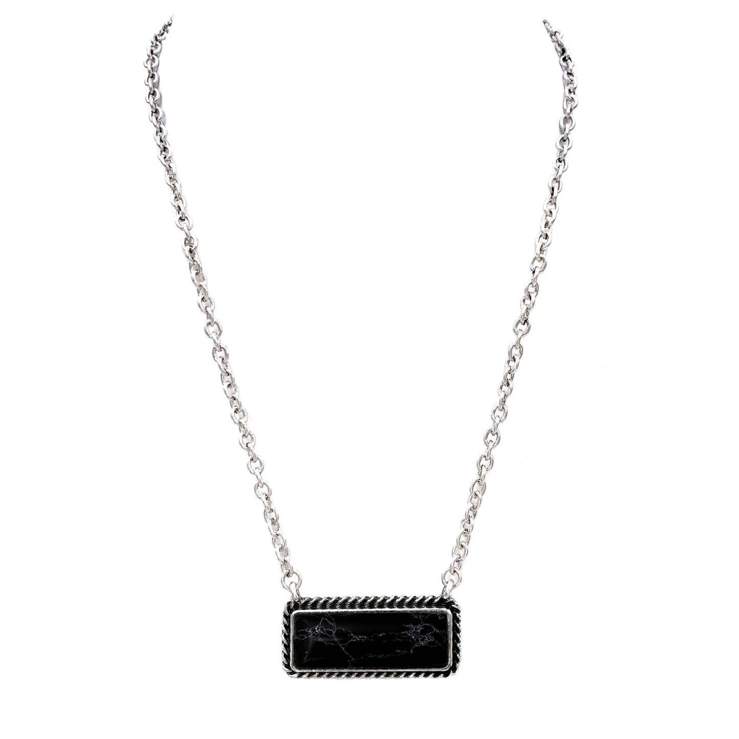 Rectangle Turquoise Stone Necklace