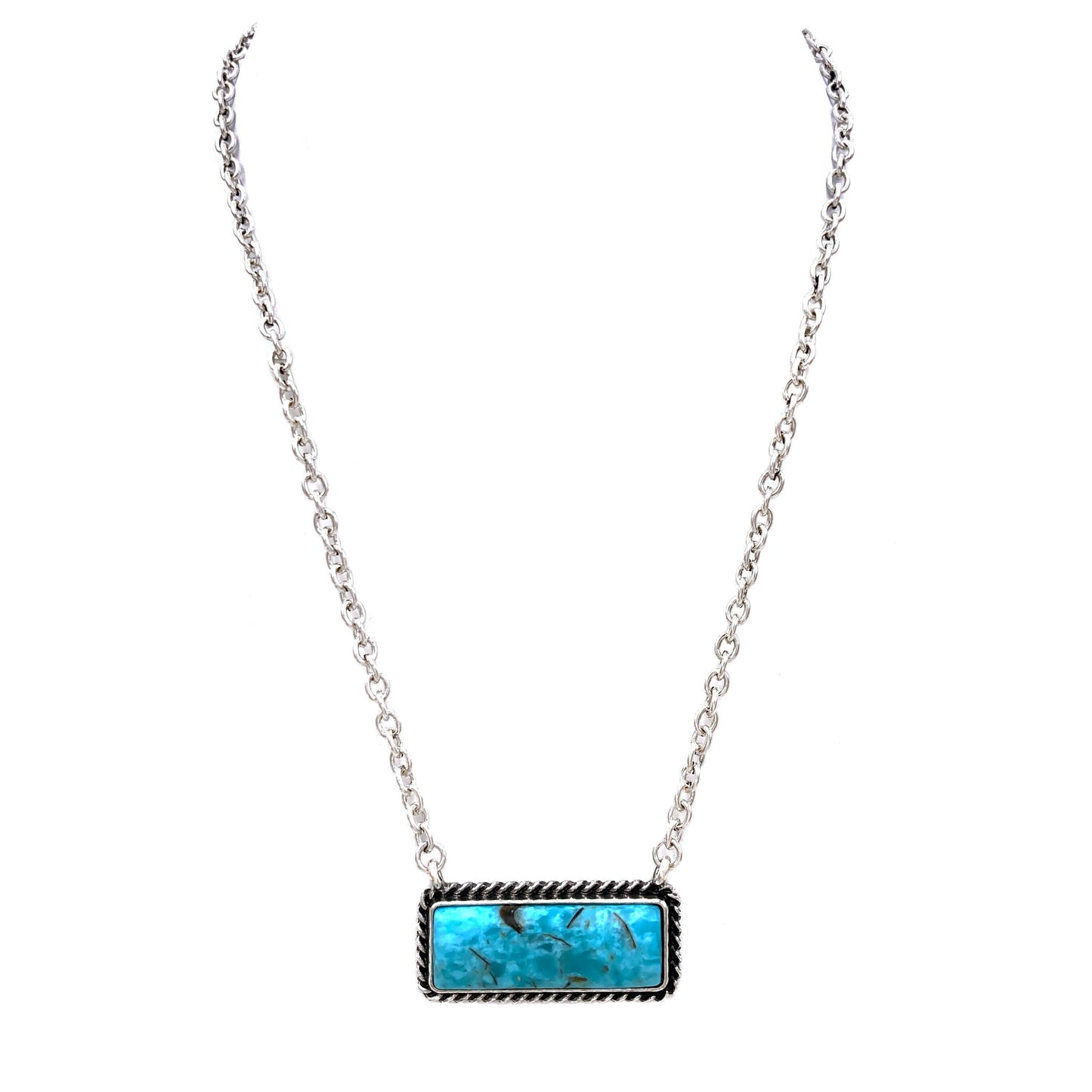 Rectangle Turquoise Stone Necklace