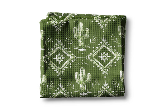 Retro Cactus Western Cowboy Cowgirl Kitchen Towel Waffle