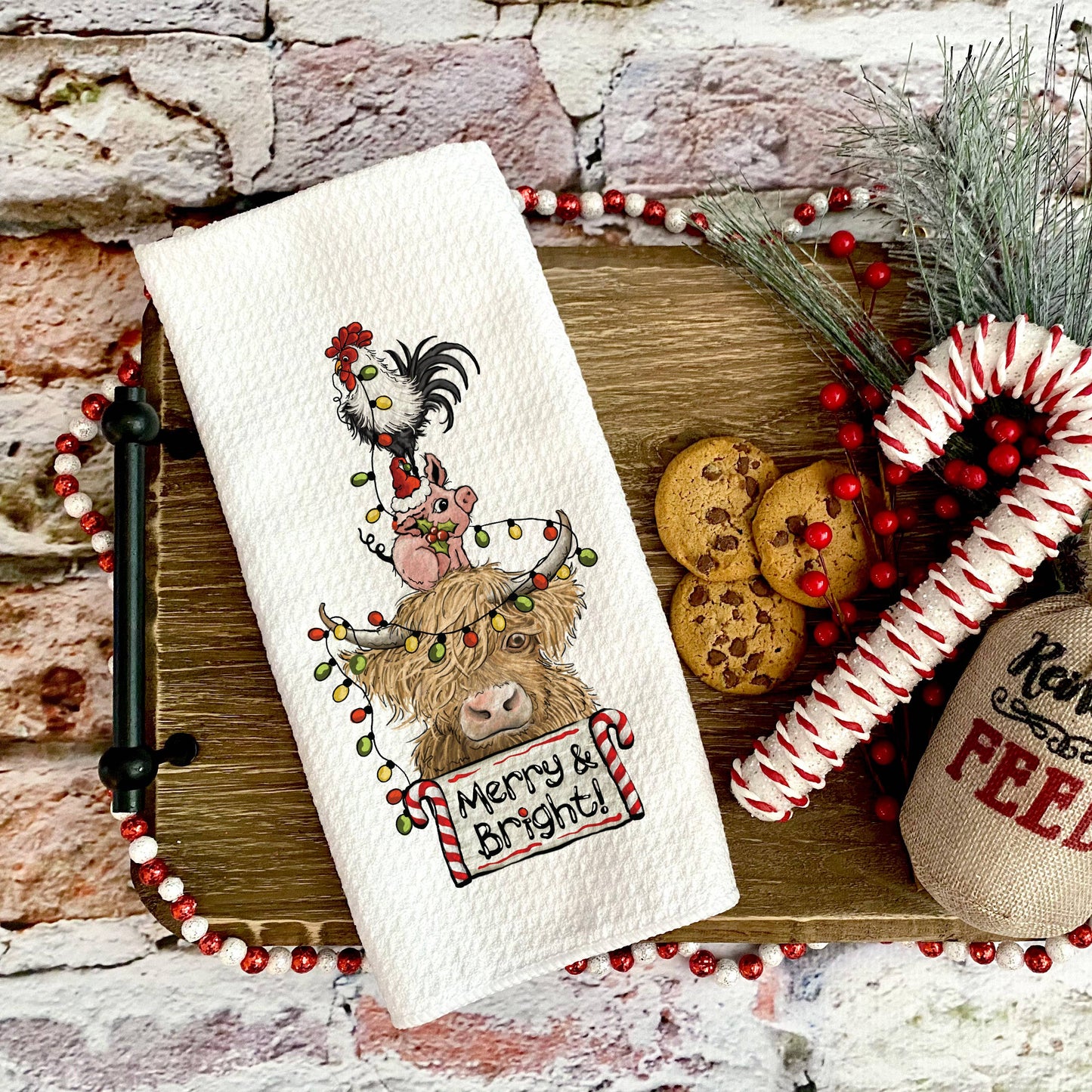 Merry and Bright Farm Animal Towel