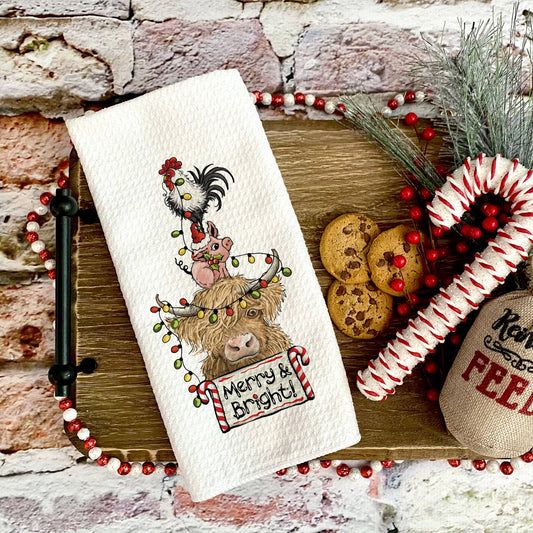 Merry and Bright Farm Animal Towel