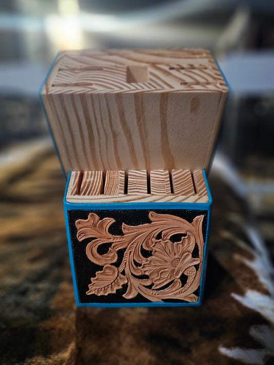 Hand Tooled Leather Knife Block